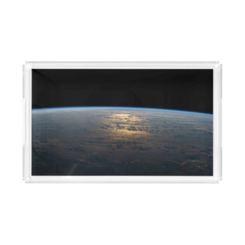Sunglint Beams Off A Partly Cloudy South Pacific Acrylic Tray