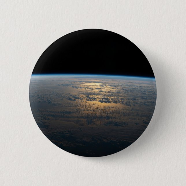 Sunglint Beams Off A Partly Cloudy South Pacific Button (Front)
