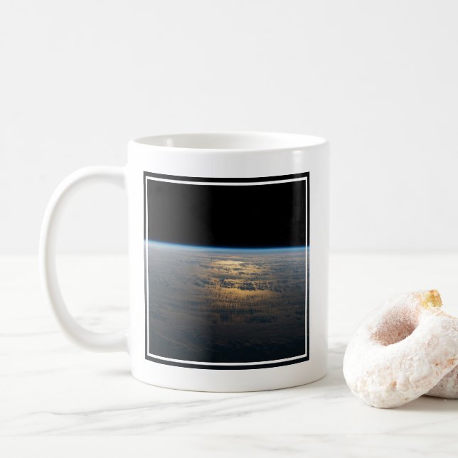 Sunglint Beams Off A Partly Cloudy South Pacific Coffee Mug (With Donut)