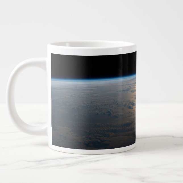 Sunglint Beams Off A Partly Cloudy South Pacific Giant Coffee Mug (Left)
