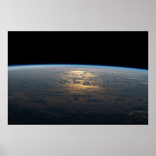 Sunglint Beams Off A Partly Cloudy South Pacific Poster
