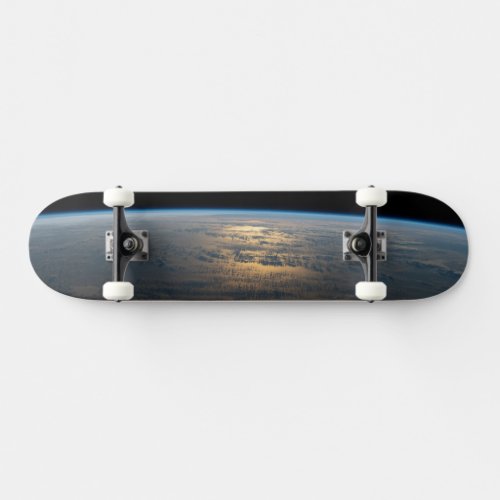 Sunglint Beams Off A Partly Cloudy South Pacific Skateboard