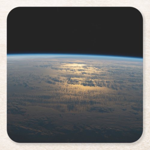 Sunglint Beams Off A Partly Cloudy South Pacific Square Paper Coaster