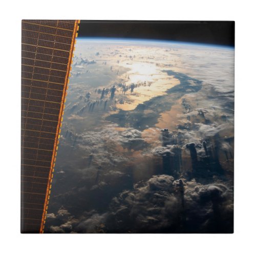 Sunglint Beams Off Celebes Sea In Southeast Asia Ceramic Tile