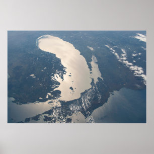 Sunglint Beams Off Lake Michigan Poster