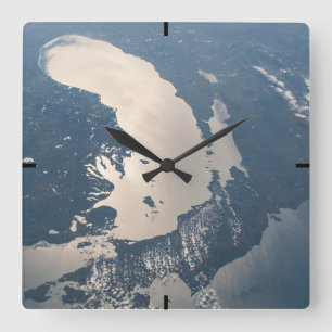Sunglint Beams Off Lake Michigan Square Wall Clock