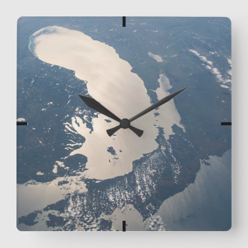 Sunglint Beams Off Lake Michigan Square Wall Clock