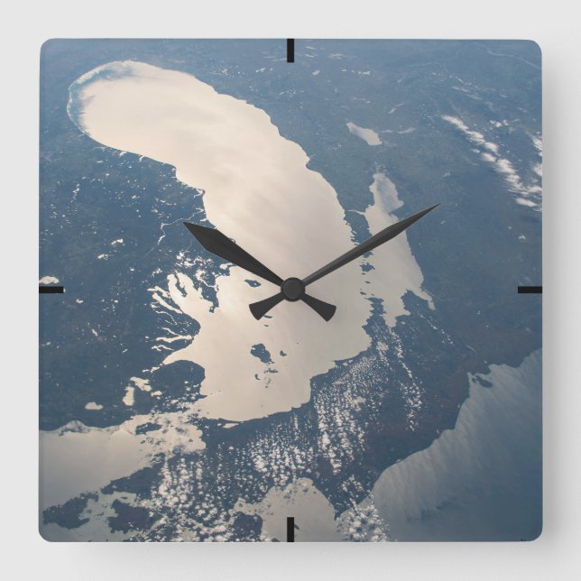 Sunglint Beams Off Lake Michigan Square Wall Clock (Front)