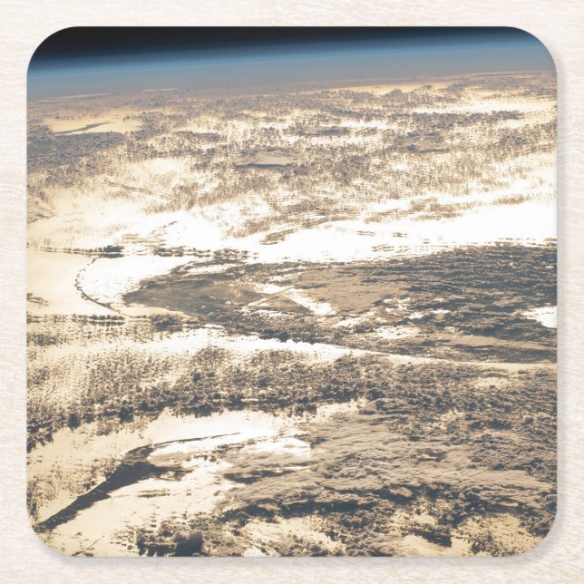 Sunglint Beams Off The Atlantic Ocean Square Paper Coaster (Front)