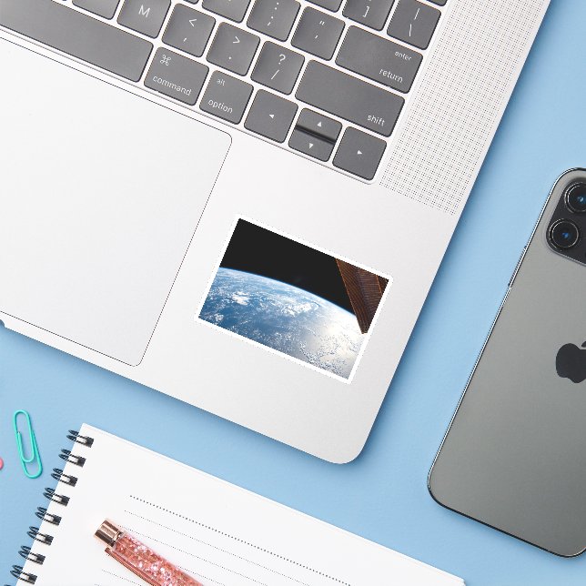 Sunglint Beams Off The Waters Of The Pacific Ocean Sticker (Laptop w/ iPhone)