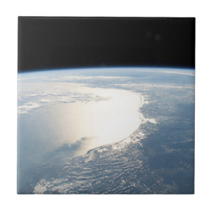 Sunglint Reflects Off The Gulf Of Mexico Ceramic Tile