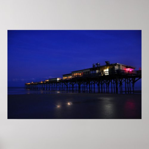 Sunglow Pier Night Stars Daytona Beach Poster