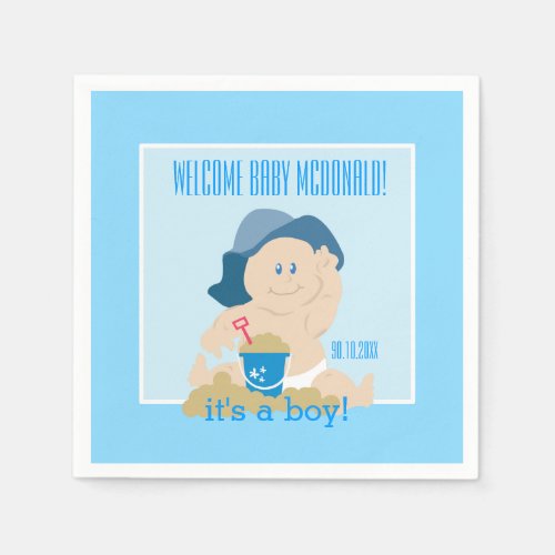 Sunhat Beach Baby Napkins  Blue Hat  Boy