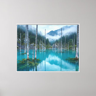 Sunken Forest Lake Kaindy - Ethereal Turquoise  Canvas Print