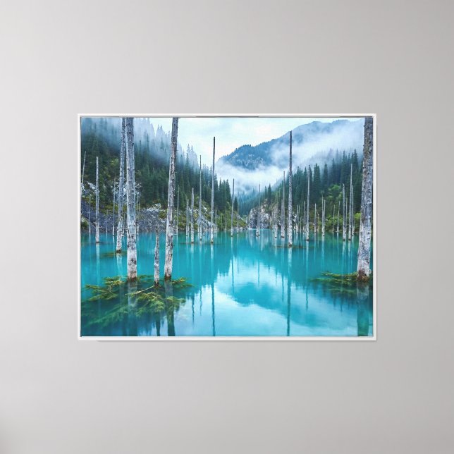 Sunken Forest Lake Kaindy - Ethereal Turquoise  Canvas Print (Front)