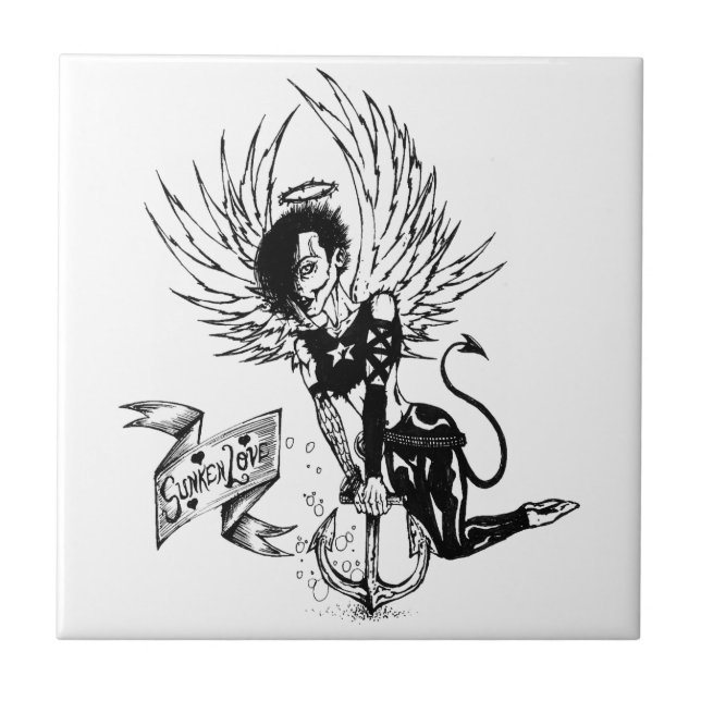 Sunken Love - Punk Rock Pin-Up Tattoo Tile (Front)