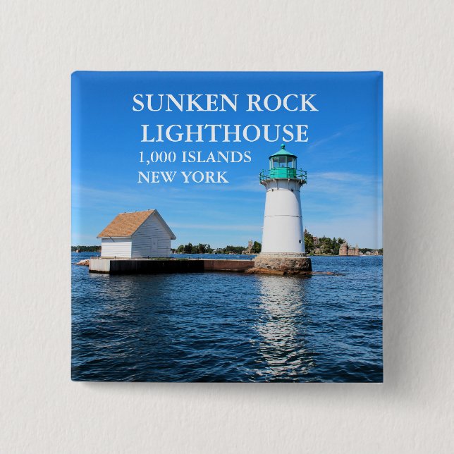 Sunken Rock Lighthouse, New York Pinback Button (Front)