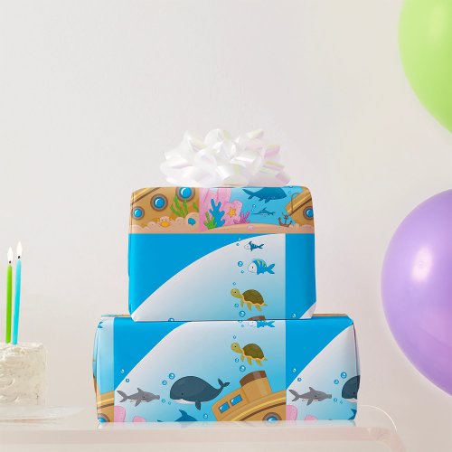 Sunken Ship And Fish Wrapping Paper