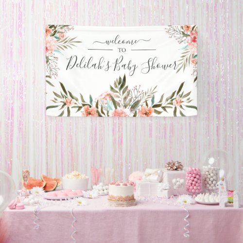 Sunkissed Floral  Bronze  Coral Welcome Banner