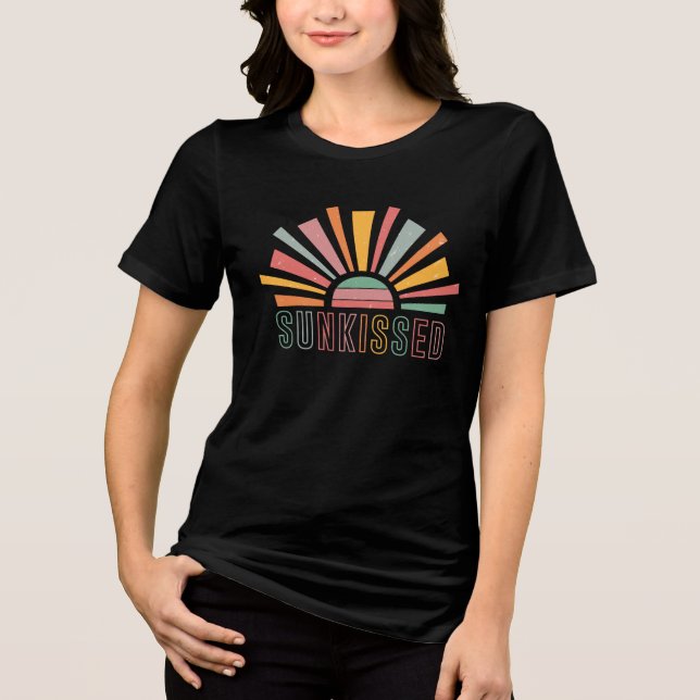 Sunkissed Retro Sun Summer Beach Holiday Tri-Blend Shirt (Front)