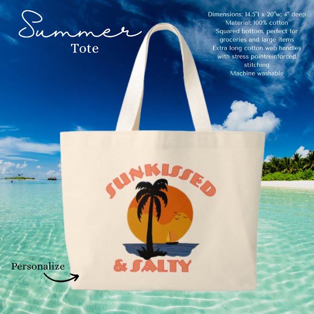 Sunkissed & Salty  Large Tote Bag (Creator Uploaded)