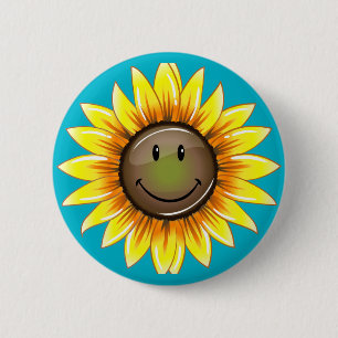 Sunkissed Smiling Sunflower Button