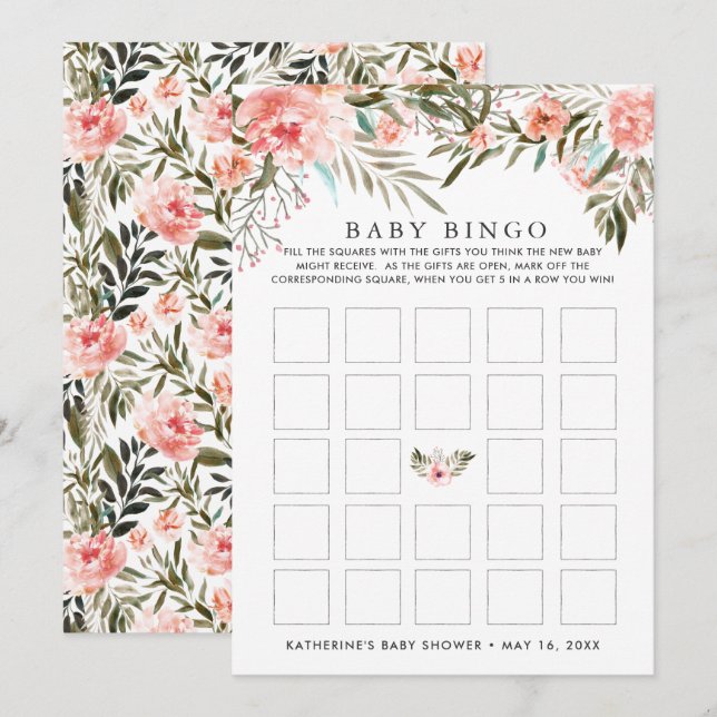 Sunkissed Summer Floral Baby Shower Bingo Invitation (Front/Back)