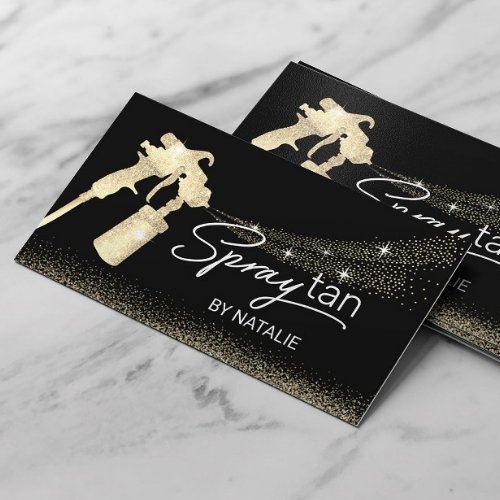 Sunless Tanning Mobile Spray Tan Chic Black  Gold Business Card