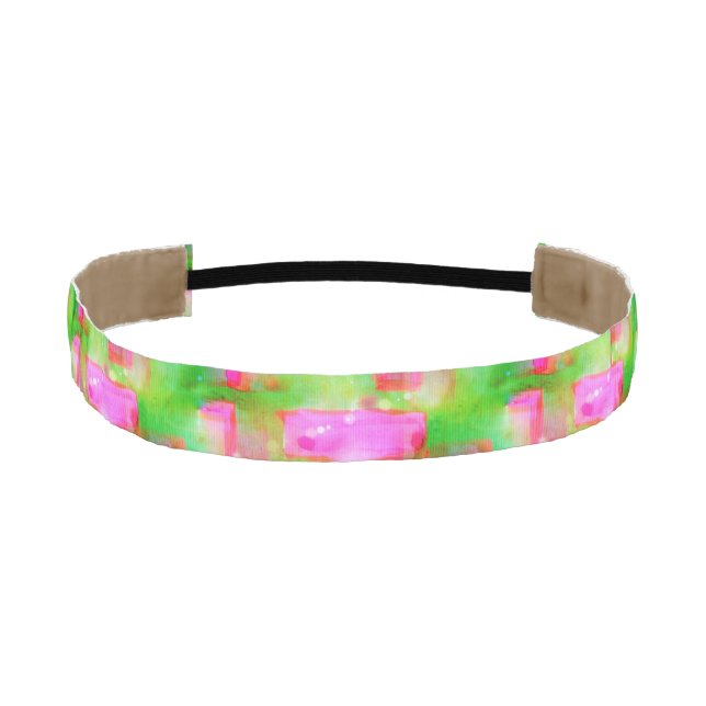 Sunlight abstract painted yellow, pink athletic headband (Front)
