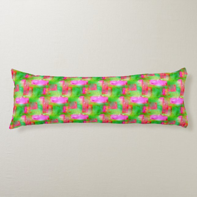 Sunlight abstract painted yellow, pink body pillow (Front)