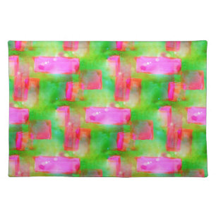 Sunlight abstract painted yellow, pink cloth placemat
