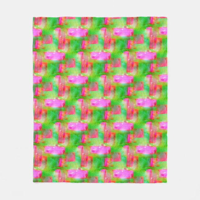 Sunlight abstract painted yellow, pink fleece blanket (Front)