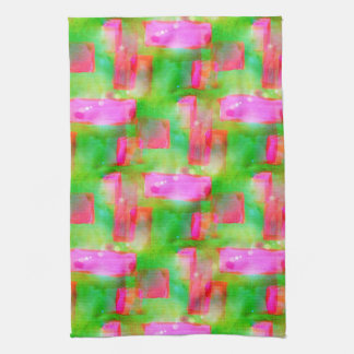 Sunlight abstract painted yellow, pink kitchen towel