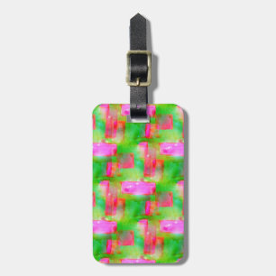 Sunlight abstract painted yellow, pink luggage tag