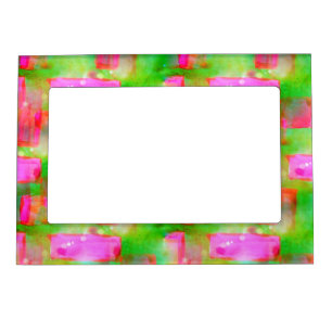 Sunlight abstract painted yellow, pink magnetic photo frame