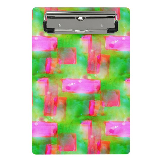 Sunlight abstract painted yellow, pink mini clipboard (Front)