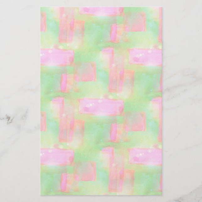 Sunlight abstract painted yellow, pink stationery (Front)