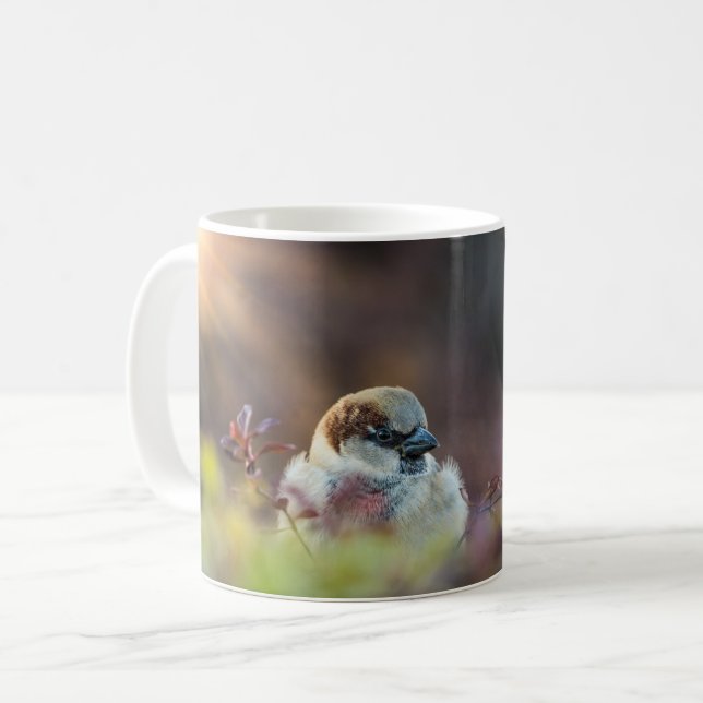 Sunlight Bathing Finch Coffee Mug (Front Left)