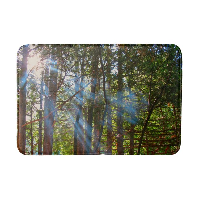 Sunlight Breaking Through the Pines Bath Mat (Front)