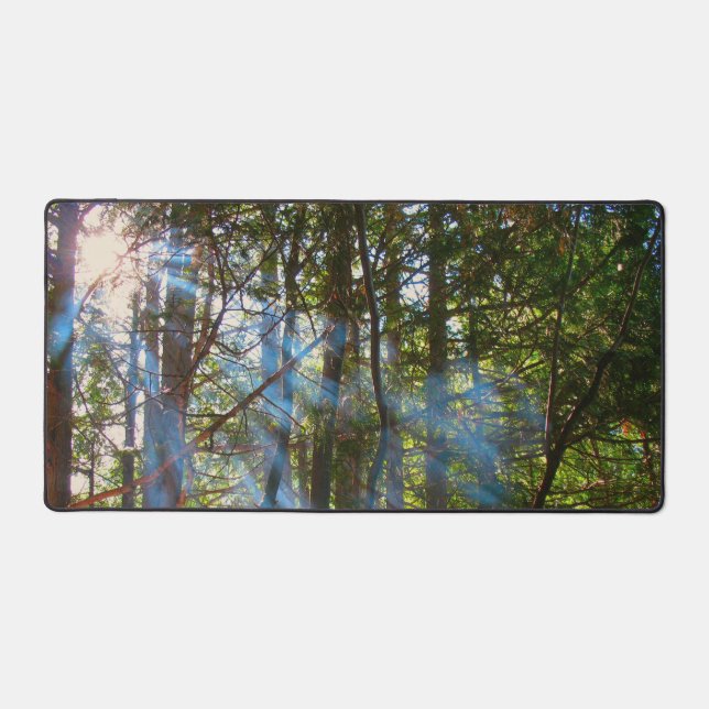 Sunlight Breaking Through the Pines Desk Mat (Front)