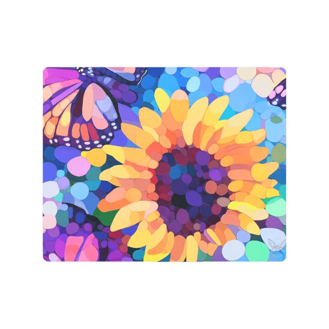 Sunlight & Butterflies Sunflower Metal Art (Front)