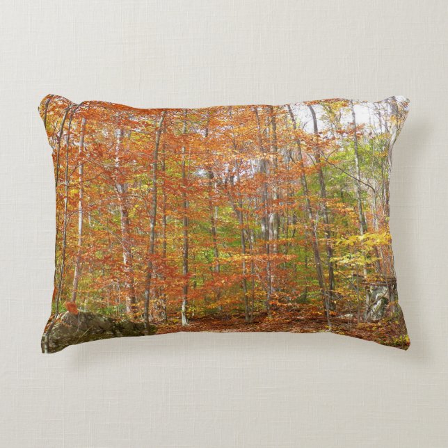 Sunlight Dappled Fall Trail at Laurel Hill Park Accent Pillow (Front)