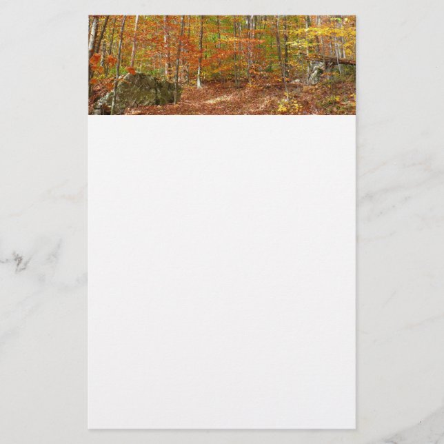 Sunlight Dappled Fall Trail at Laurel Hill Park Stationery (Front)