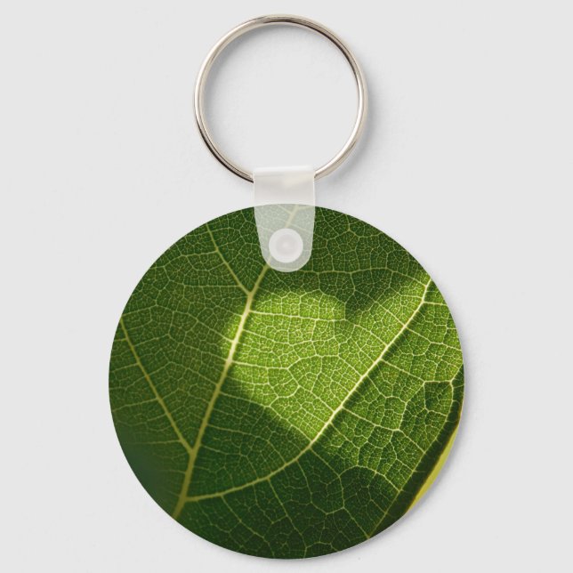 Sunlight Heart on Leaf Keychain (Front)
