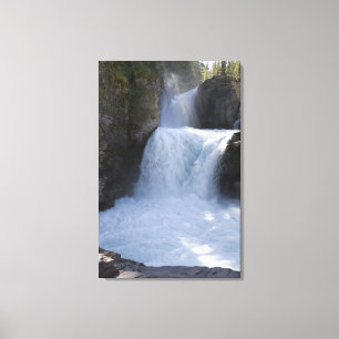 Sunlight On Waterfalls On The Side Of A Mountain 2 Canvas Print
