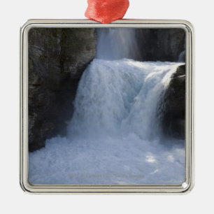 Sunlight On Waterfalls On The Side Of A Mountain Metal Ornament