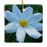 Sunlight on White Cosmos Floral Ceramic Ornament