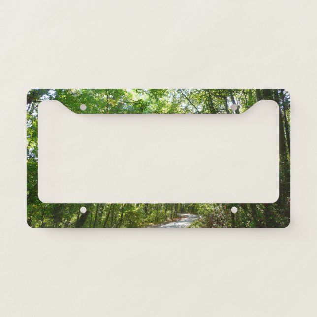 Sunlight on Wooded Path at Centennial Park License Plate Frame (Front)