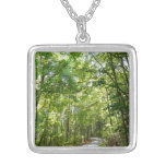 Sunlight on Wooded Path at Centennial Park Silver Plated Necklace
