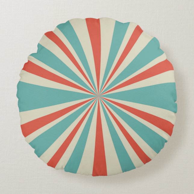 Sunlight retro horizontal background. Pale red and Round Pillow (Front)